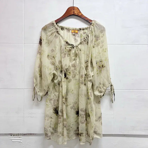 [BUNJANG] India See-through Flower Pattern Ethnic Blouse / INDIA 시스루 플라워 패턴 에스닉 블라우스 JPN