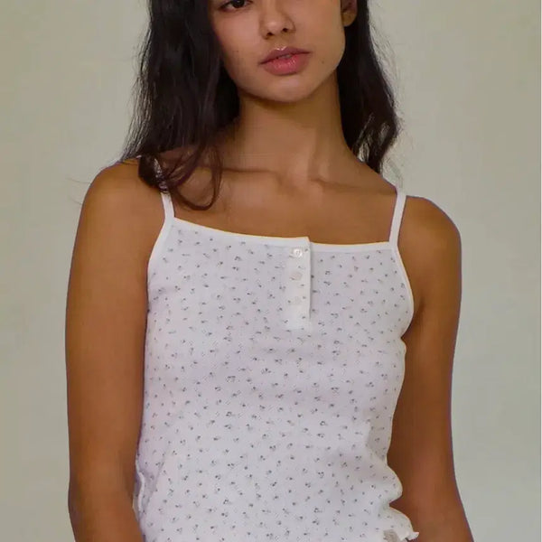[BUNJANG] Bitter Cells C.G Flower Sleeveless Top Ivory / 비터셀즈 C.G 플라워 슬리브리스 나시 민소매 아이보리