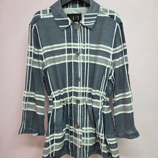 [BUNJANG] Women's Daks Check Pattern Silk Blend String Jacket / 여성 닥스 체크 패턴 실크 혼방 스트링 자켓