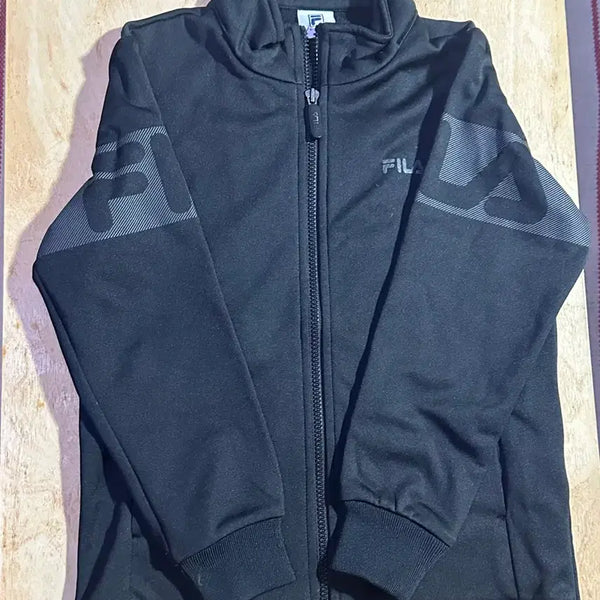 [BUNJANG] Fila Logo Track Top Zip-Up Jacket Black / 휠라 로고 트랙탑 집업 자켓 블랙