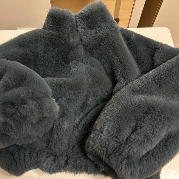[BUNJANG] Black Up Faux Fur Jacket Grey / 블랙업 퍼 자켓 그레이
