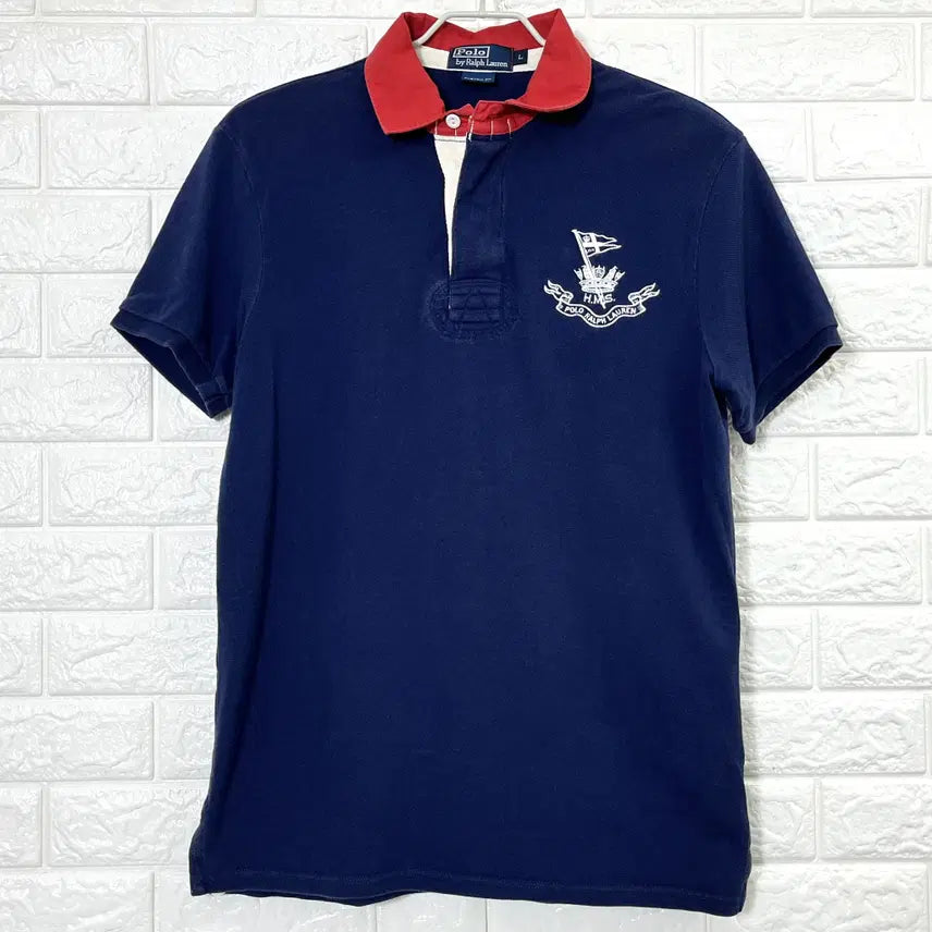 [BUNJANG] Polo Ralph Lauren Navy Red Color Block Short Sleeve Polo Shirt - L / 폴로 랄프로렌 네이비 배색 반팔 카라티 L