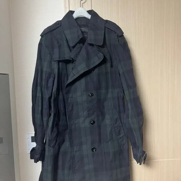 [BUNJANG] Zara Black Watch Waxed Coat / 마지막 가격 - (L) 자라 블랙와치(타탄) 왁스 코트