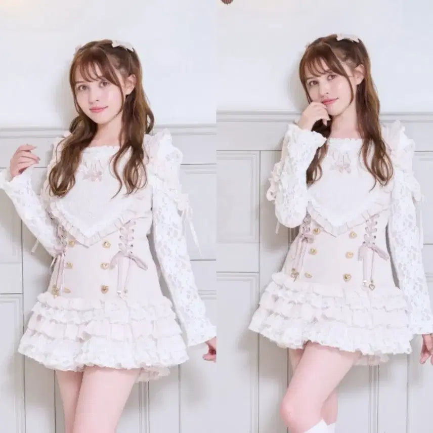 [BUNJANG] Lizlisa Heart Jump Skirt Set Pink / 리즈리사 하트점프스커트셋업 핑크