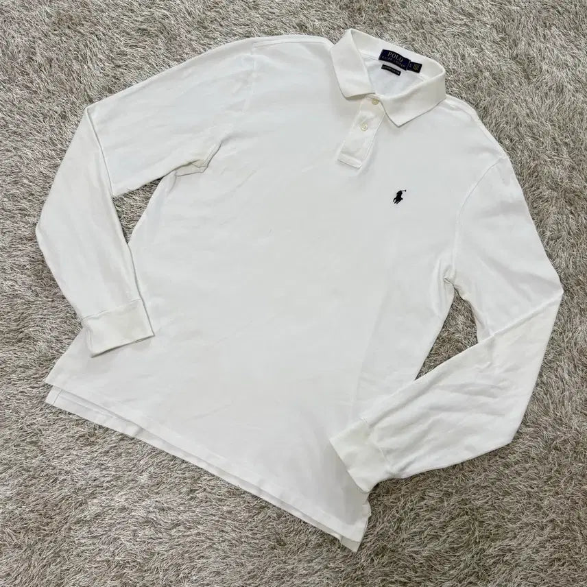 [BUNJANG] Polo Ralph Lauren Long Sleeve Collar T-Shirt White Size L / 폴로 긴팔 카라티 정품
