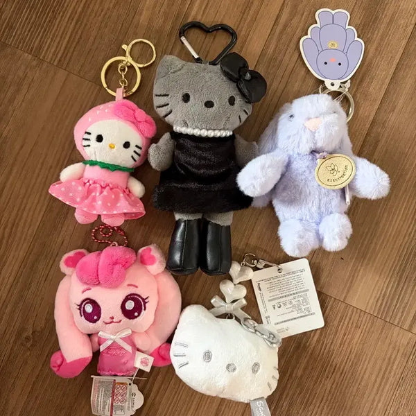 [BUNJANG] Hatchi-ping, Hello Kitty, Long-Leg Kitty, Noble Rabbit Keyring Plush Set (5 pcs) / 키링인형5개(하츄핑/헬로키티/롱다리키티/노블래빗) 일괄판매