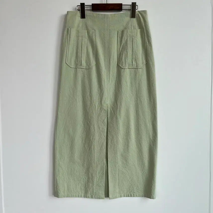 [BUNJANG] Urban Outfitters Mint Crinkle Slit Pocket Long Skirt / 어반 아웃피터스 민트색 트임 포켓 롱 스커트
