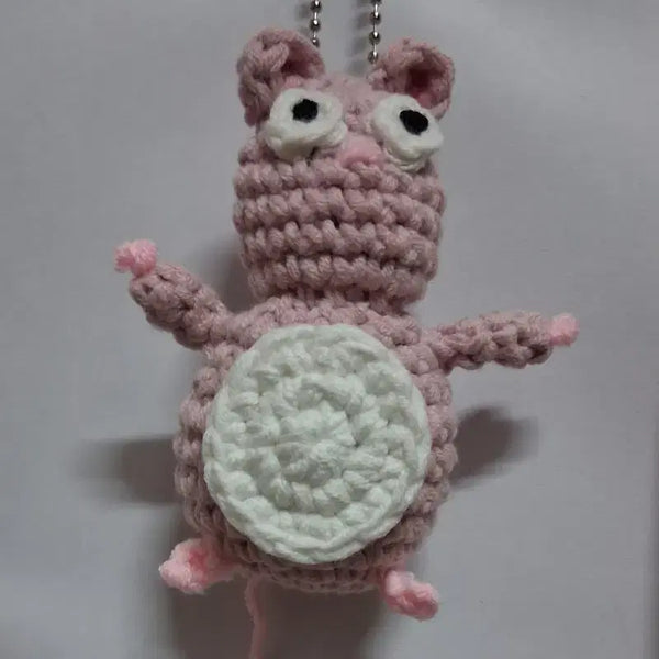 [BUNJANG] Handmade Pink Hamster Knit Keychain / 보우뜨게키링