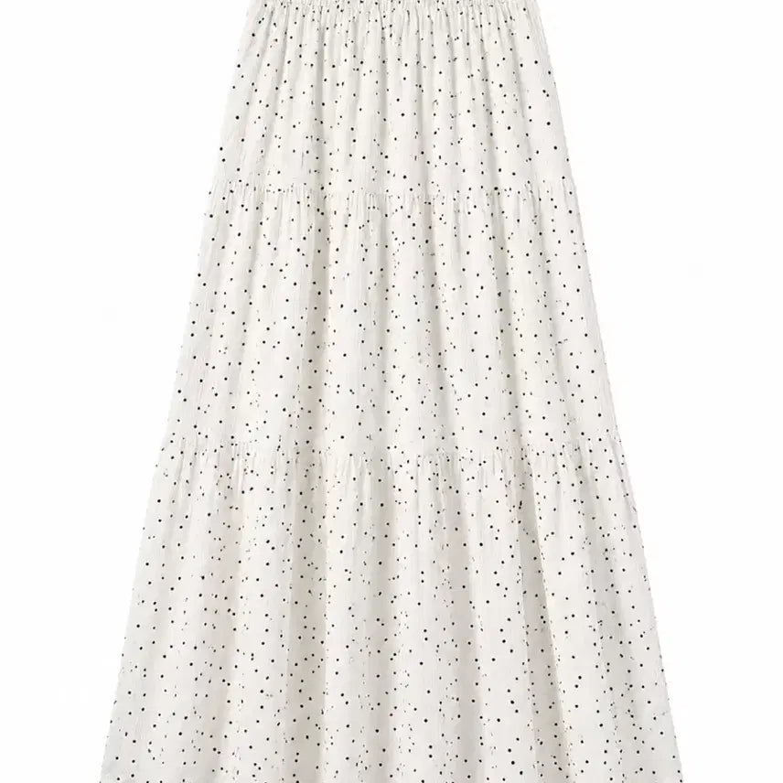 [BUNJANG] Dot Frill Banding Long Skirt / 도트 프릴 밴딩롱스커트 55-66