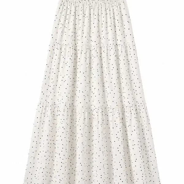 [BUNJANG] Dot Frill Banding Long Skirt / 도트 프릴 밴딩롱스커트 55-66
