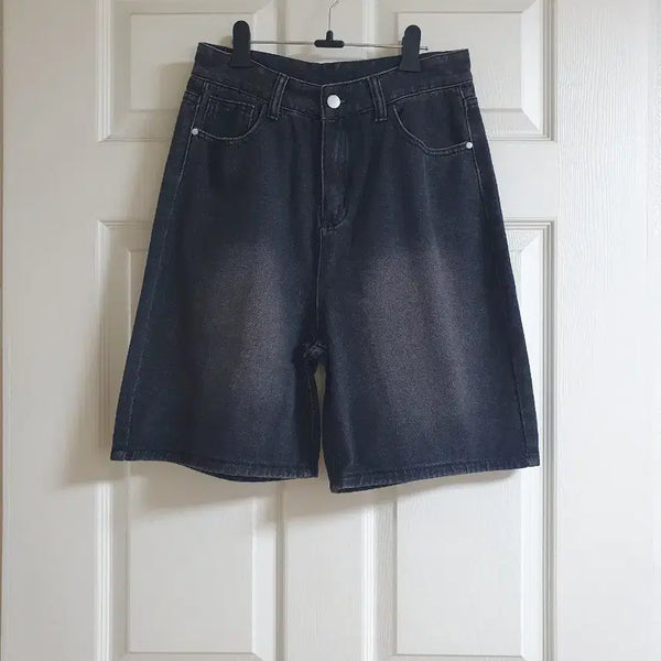 [BUNJANG] Black Denim Shorts Vintage Wash Loose Fit / (새상품)흑청 데님 반바지