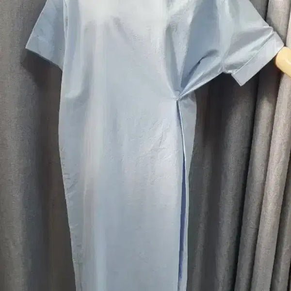 [BUNJANG] Sky Blue Button Detail Long Dress / 하늘색 단추 디테일 롱원피스