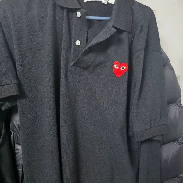 [BUNJANG] Comme des Garçons Play Black Heart Logo Short Sleeve Polo Shirt (M) / 꼼데가르송 플레이 반팔 카라티 블랙