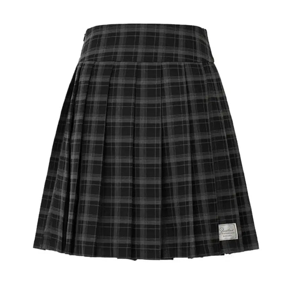 [BUNJANG] Zero Planet Erin Check Pleats Midi Skirt Charcoal / 제로플래닛 에린 체크 플리츠 미디 스커트 차콜