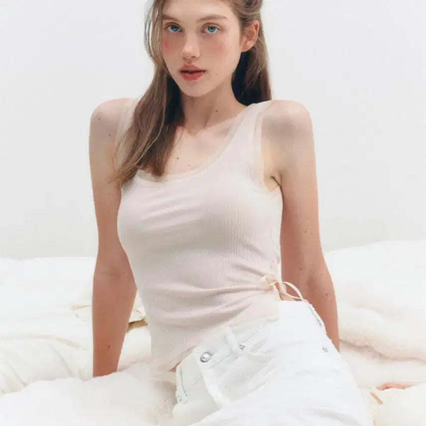 [BUNJANG] Thetis Mesh Sleeveless Top (Pink) / Thetis 더티스 메쉬 슬리브리스 핑크