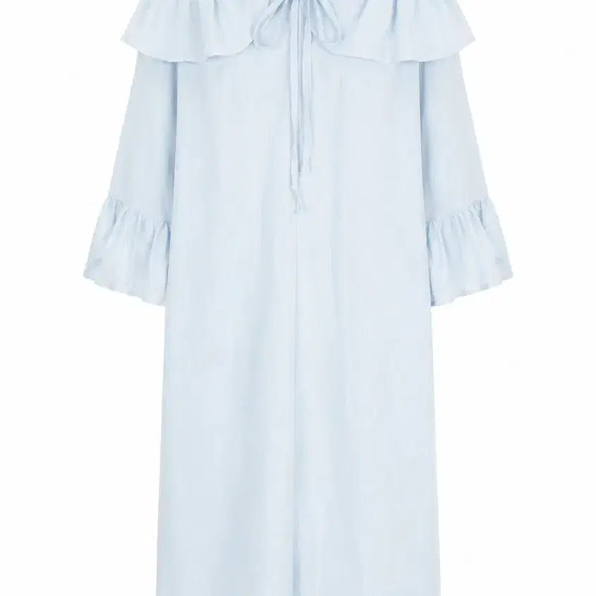 [BUNJANG] Off-Shoulder Ruffle Dress Blue / 오프숄더 프릴 원피스 블루 55-77