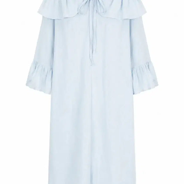 [BUNJANG] Off-Shoulder Ruffle Dress Blue / 오프숄더 프릴 원피스 블루 55-77