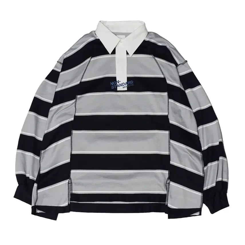 [BUNJANG] NAME Unbalanced Panel Oversized Rugby Shirt / 네임. 언발란스패널 오버핏 럭비티 1