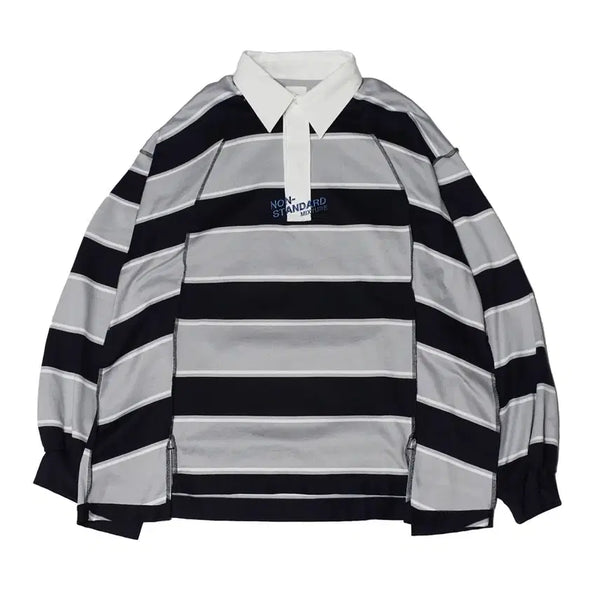 [BUNJANG] NAME Unbalanced Panel Oversized Rugby Shirt / 네임. 언발란스패널 오버핏 럭비티 1
