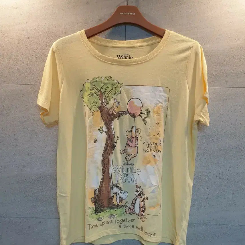 [BUNJANG] Disney Authentic Winnie the Pooh Yellow T-Shirt / 디즈니 정품. 곰돌이 푸. 옐로우 반팔티.