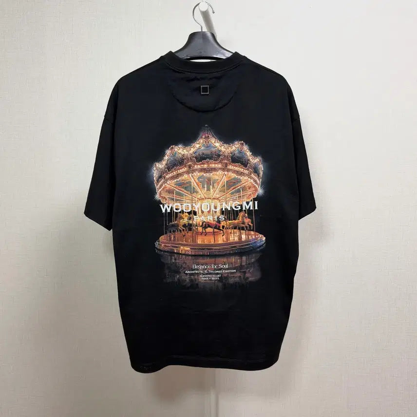 [BUNJANG] Wooyoungmi Carousel Back Logo T-Shirt Black / [S급/46] 우영미 회전목마 백로고 반팔 블랙