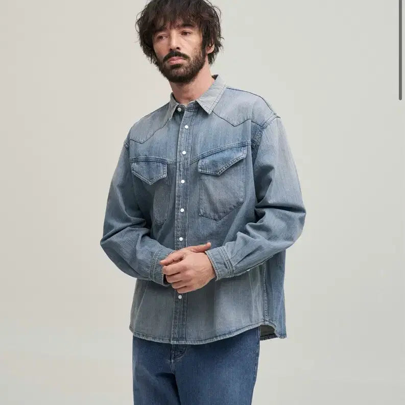 [BUNJANG] Anotheroffice Maverick Western Shirt (Indigo) / 어나더오피스 Maverick Western Shirt (Indigo) 03사이즈