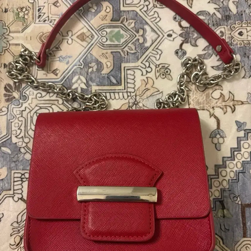 [BUNJANG] Zara Basic Red Mini Chain Crossbody Bag / ZARA 자라 베이직 레드 미니체인 크로스백