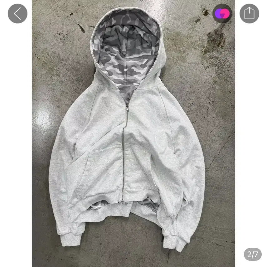 [BUNJANG] Reversible Camo Pattern Hooded Zip-Up Jacket / 후드 집업 카모 패턴 리버서블