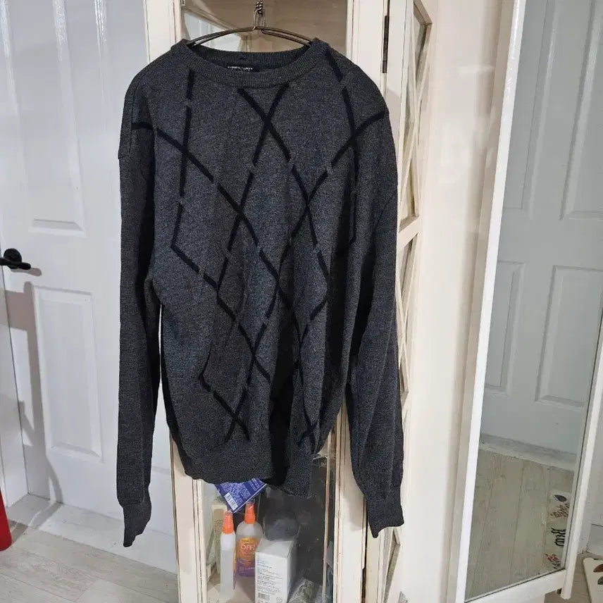 [BUNJANG] Greenjoy Argyle Wool Knit Sweater - Grey / 그린조이 울 아가일 니트 그레이