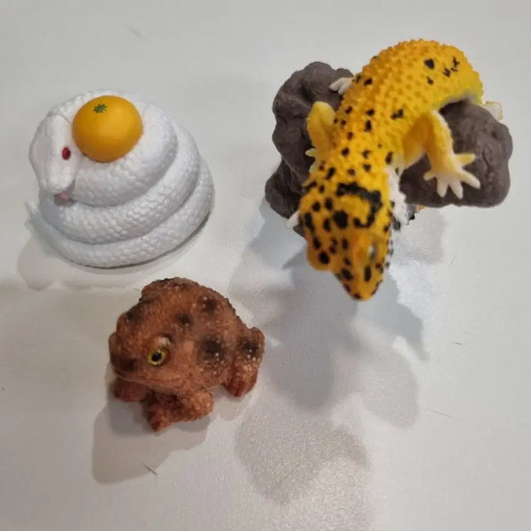 [BUNJANG] Reptile & Amphibian Figurines Set (Leopard Gecko, Snake, Frog) / 파충류 양서류 피규어 3개 세트 레오파드게코 게코 도마뱀