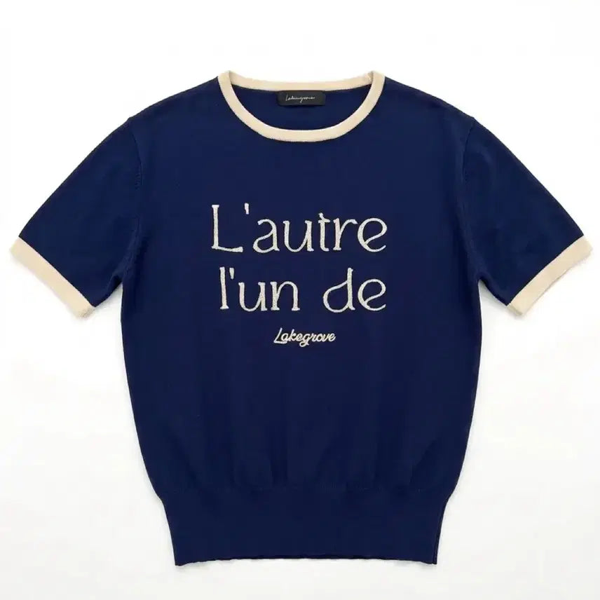 [BUNJANG] Women's Lake Grove Navy Short Sleeve Knit / 여성F/ 레이크그로브 네이비 반팔 니트 빈티지킹