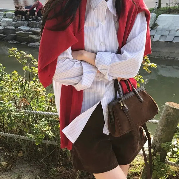 [BUNJANG] 98DoC Tri-Stripe Shirt Ivory / 98도씨 트라이 스트라이프 셔츠 아이보리
