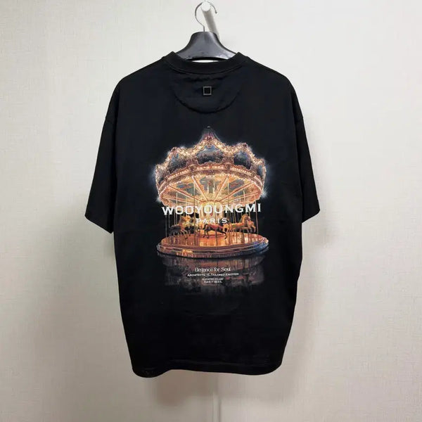 [BUNJANG] WooYoungMi Carousel Back Logo T-Shirt Black / [S급/46] 우영미 회전목마 백로고 반팔 블랙