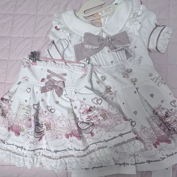 [BUNJANG] Lizlisa Afternoon Tea Setup White Short Sleeve / 리즈리사 애프터눈티 셋업 화이트
