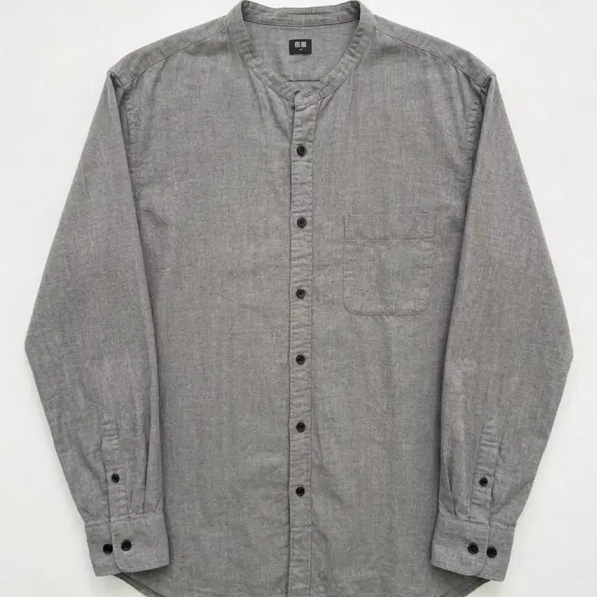 [BUNJANG] Uniqlo Men's Henley Neck Shirt Grey XL Vintage / 남성XL/ 유니클로 헨리넥 셔츠 그레이 빈티지킹
