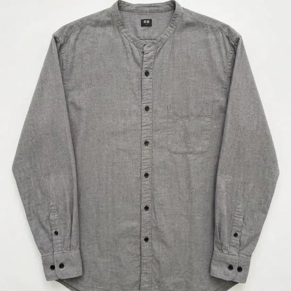 [BUNJANG] Uniqlo Men's Henley Neck Shirt Grey XL Vintage / 남성XL/ 유니클로 헨리넥 셔츠 그레이 빈티지킹