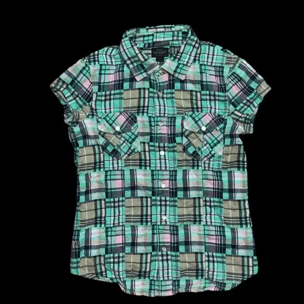 [BUNJANG] Levi's Check Short-Sleeve Shirt Mint Core / 리바이스 체크 반팔 셔츠 민트코어