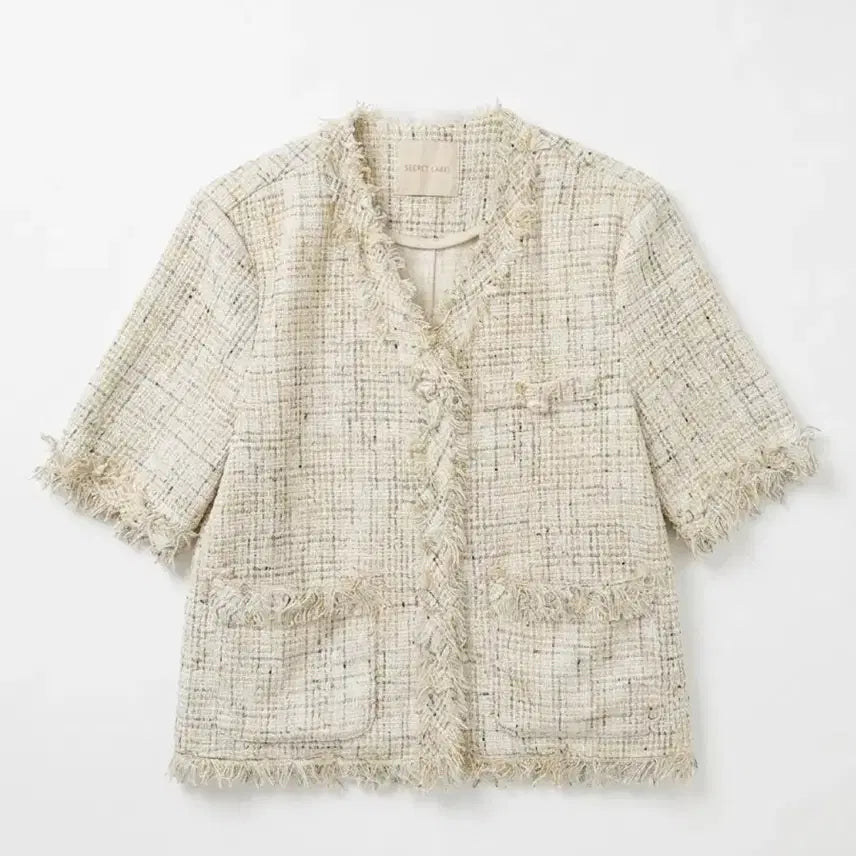[BUNJANG] Vintage King Women's Cropped Tweed Short Sleeve Jacket / 여성2/ 시크릿라벨 트위드 자켓 크롭 반팔 빈티지킹