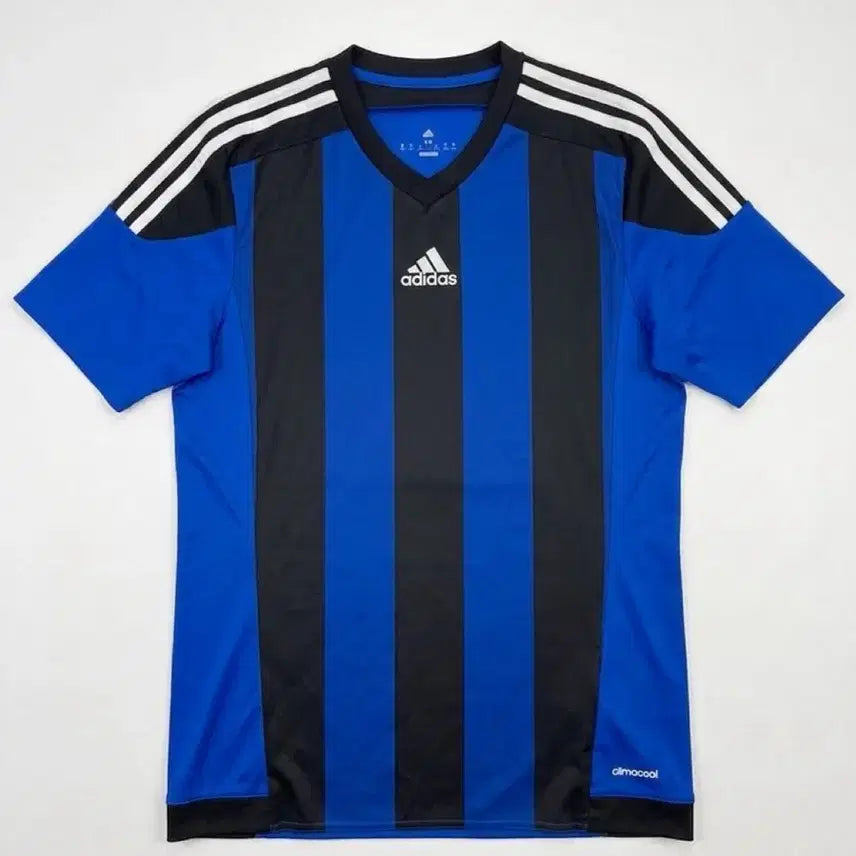 [BUNJANG] Adidas Striped Short Sleeve Soccer Jersey / 아디다스 축구 유니폼 블루/블랙 줄무늬 반팔
