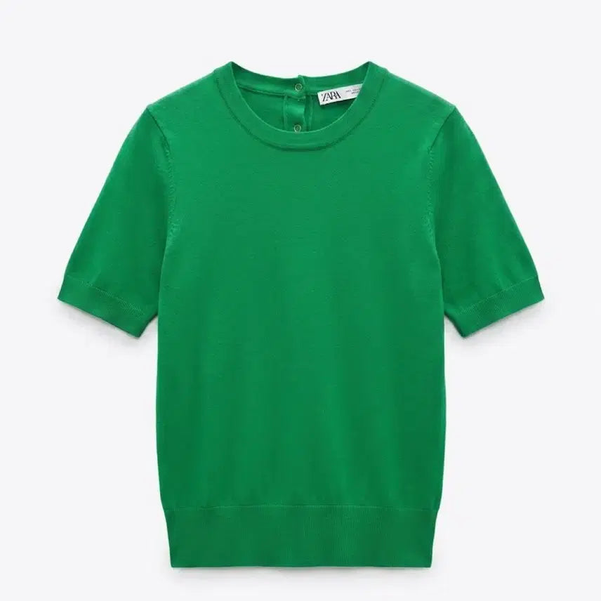 [BUNJANG] Zara S Women's Green Short Sleeve Knit Vintage / 여성S/ 자라 반팔 니트 그린 빈티지킹