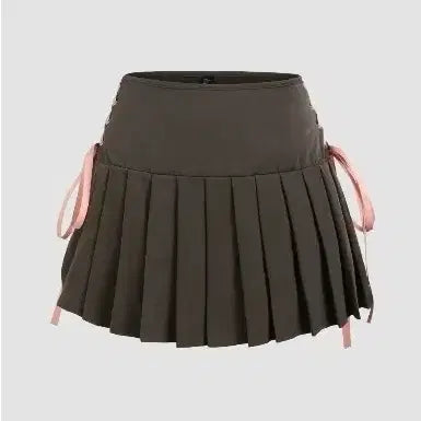 [BUNJANG] Cider Lace-Up Pleated Mini Skirt / 샵사이다 cider 레이스업 플리츠 미니 스커트 (블랙핑크 제니 착용)