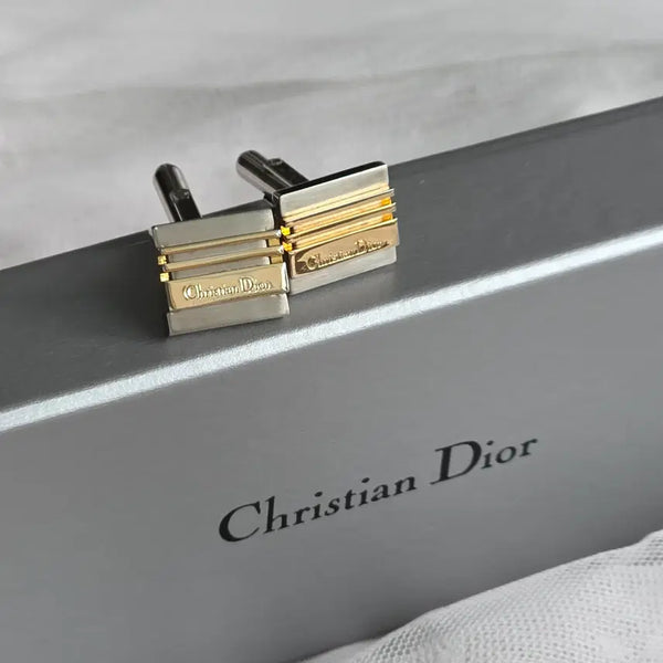 [BUNJANG] Christian Dior Vintage Silver Gold Two-Tone Cufflinks / 크리스찬 디올 실버 골드 투톤 명품 커프스 빈티지