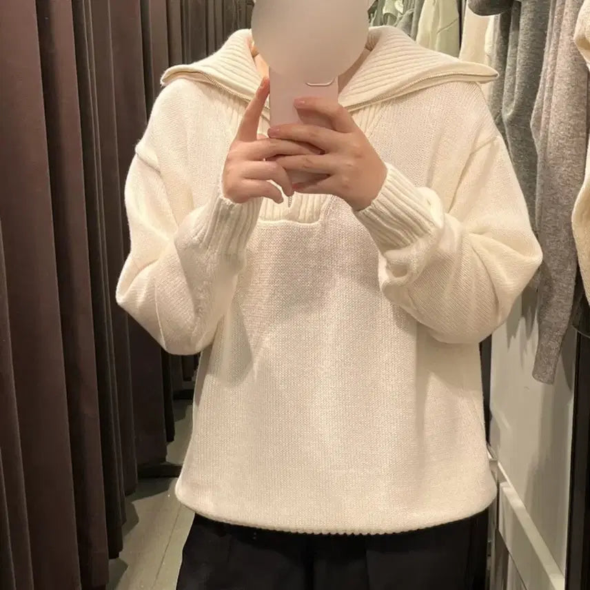 [BUNJANG] ZARA Half-Zip Knit Cotton Sweater EUR S / ZARA 반집업 니트