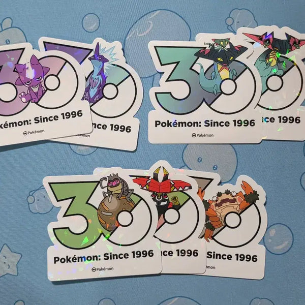 [BUNJANG] Pokemon 30th Anniversary Logo Stickers Bundle Set - Illuston Sprinter, Dragalge, Dragapult, etc. / 일괄) 포켓몬스터 30주년 기념 로고 스티커 일레즌 스프린터 드래런치 드래펄트 등