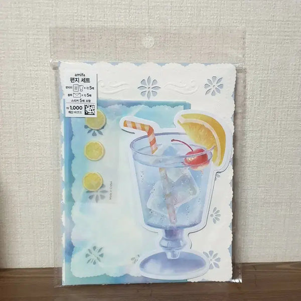 [BUNJANG] Daiso Cream Soda Lace Letter Paper Set (5 Sheets) / * (마지막 1개) 다이소 레이스 편지지 세트 (5매입) 크림소다 메론소다 아미파 다꾸 문구