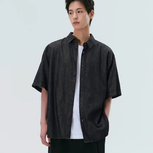 [BUNJANG] Musinsa Standard Relaxed Fit Short Sleeve Denim Shirt / [새상품] 무신사스탠다드 릴렉스드 반팔 데님셔츠