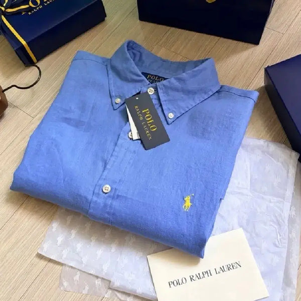 [BUNJANG] Polo Ralph Lauren Linen Shirt Harbor Island Blue Classic Fit M (100) / 폴로 랄프로렌 린넨(리넨) 셔츠 하버 아일랜드블루 클래식핏 m(100)