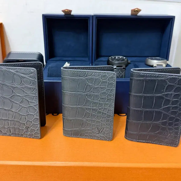 [BUNJANG] Alligator Leather Card Holder (Dark Gray/Light Gray) / 악어 가죽 카드지갑 (다크 그레이/ 라이트 그레이)