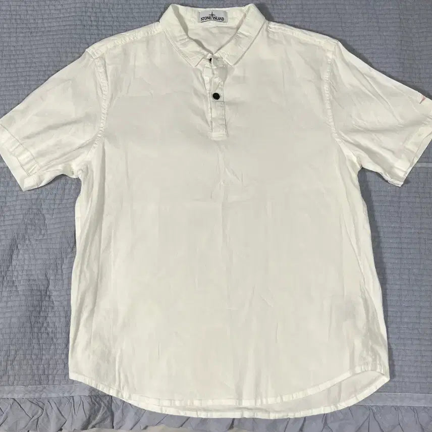 [BUNJANG] Stone Island Short Sleeve Polo Shirt White / 스톤아일랜드 반팔 카라티 화이트