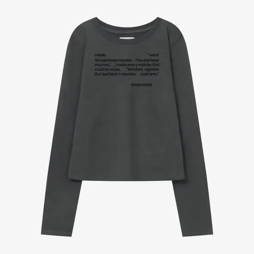 [BUNJANG] Miseki Seoul Quote Long Sleeve T-Shirt Charcoal / 미세키서울 Quote long sleeves CHARCOAL 긴팔 티셔츠 슬리브